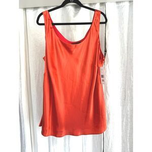 NWT Lafayette 148 New York Orange 100% Silk Tank Blouse, Sz 22